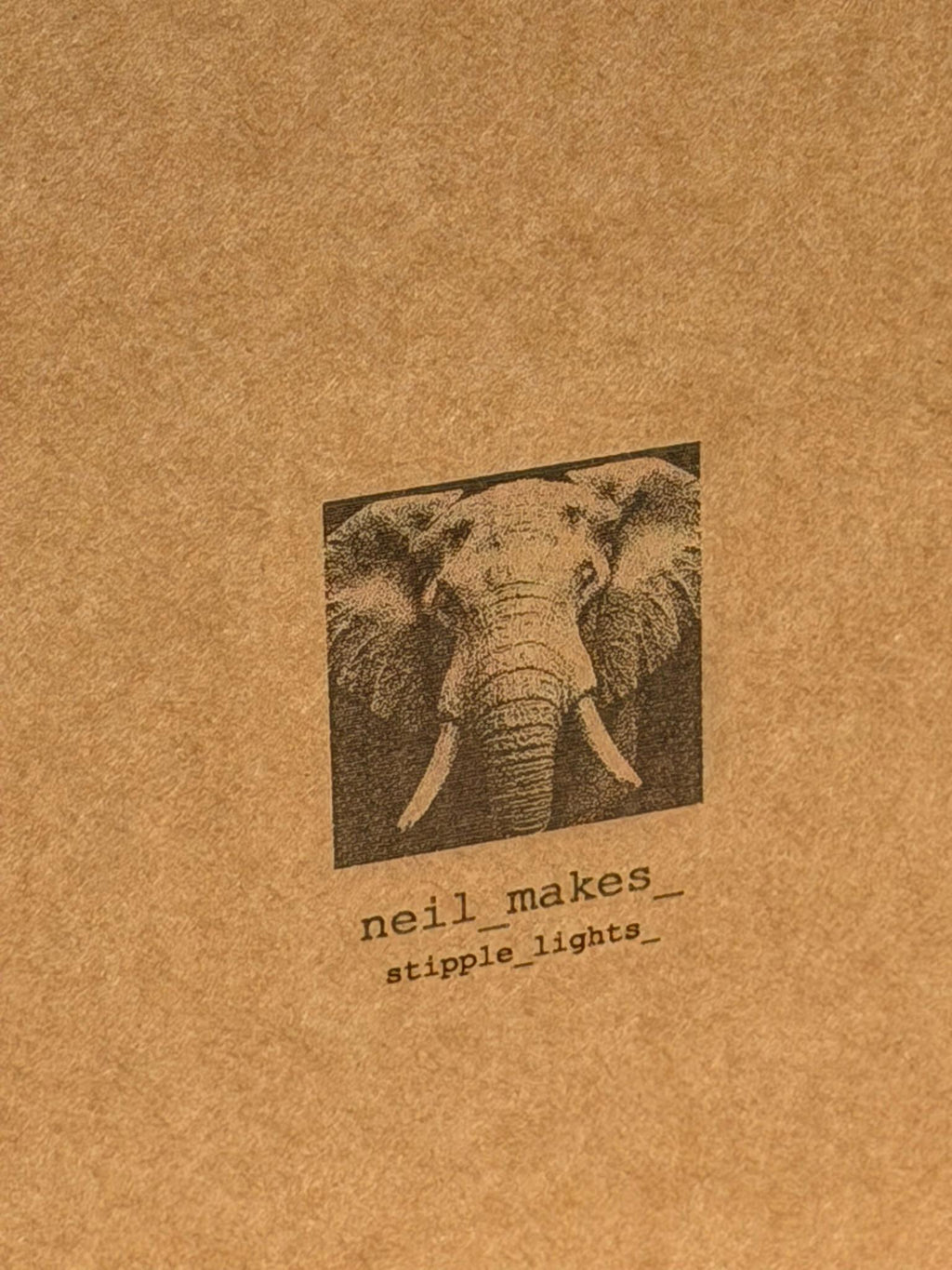 Elephant Stipple Light Box | Walnut Veneer Dimmable Mood Light | Table or Wall Light | Handmade in Somerset UK