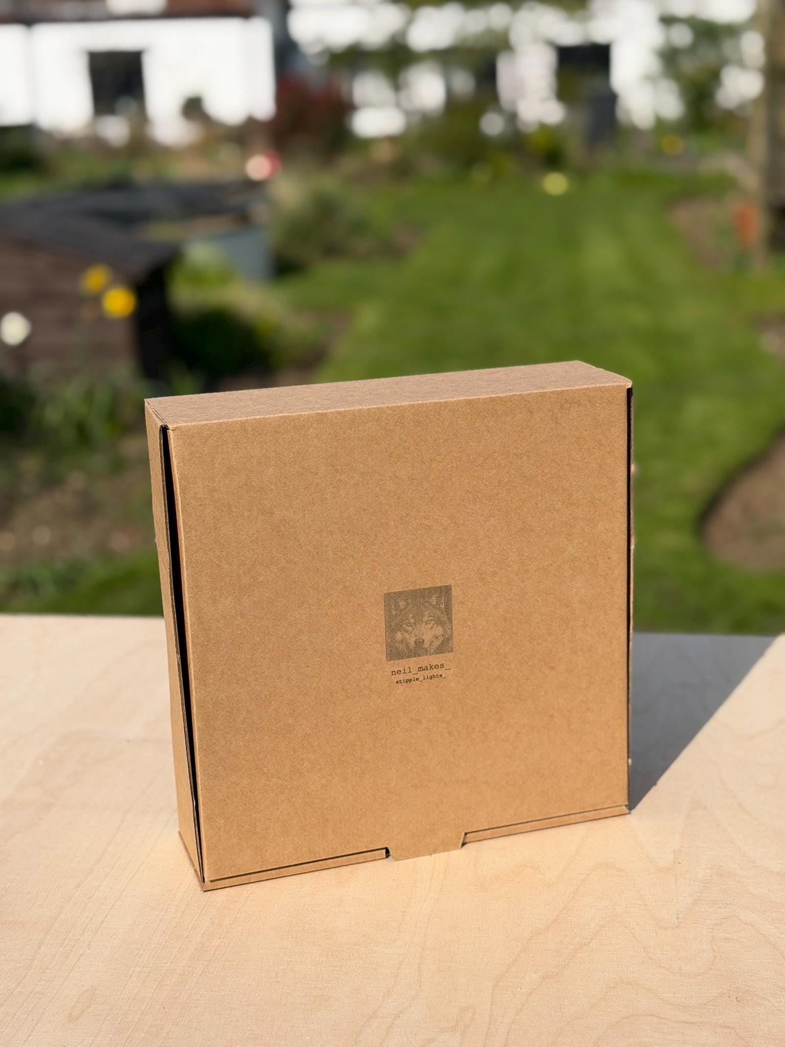 Wolf Stipple Light Box | Walnut Veneer Dimmable Mood Light | Table or Wall Light | Handmade in Somerset UK