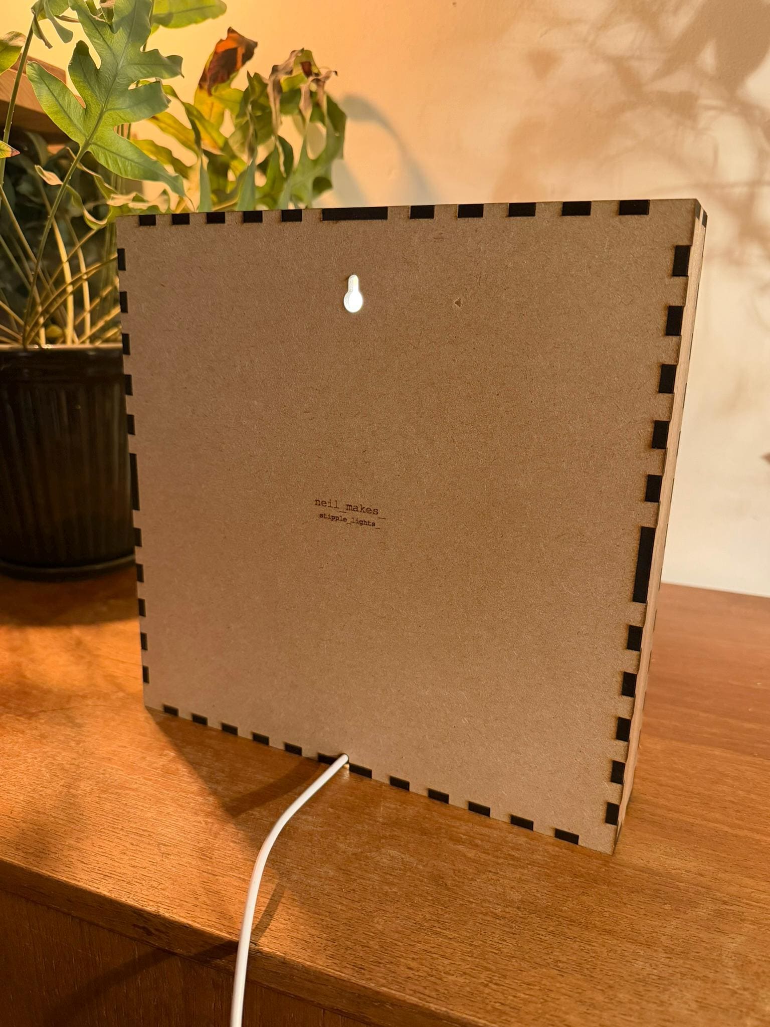 Fox Stipple Light Box | Walnut Veneer Dimmable Mood Light | Table or Wall Light | Handmade in Somerset UK