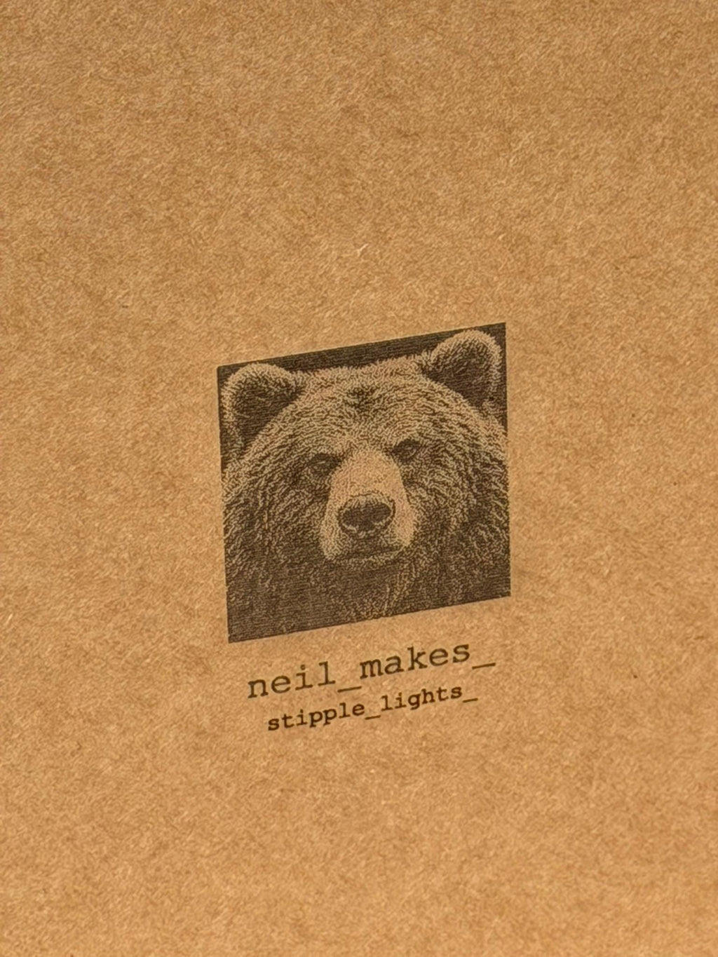 Bear Stipple Light Box | Walnut Veneer Dimmable Mood Light | Table or Wall Light | Handmade in Somerset UK