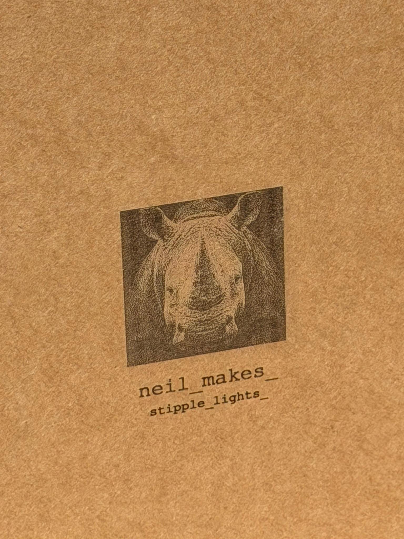 Rhino Stipple Light Box | Walnut Veneer Dimmable Mood Light | Table or Wall Light | Handmade in Somerset UK