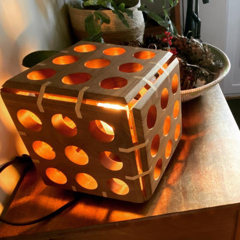 Solid Walnut Cube Lamp - 2021