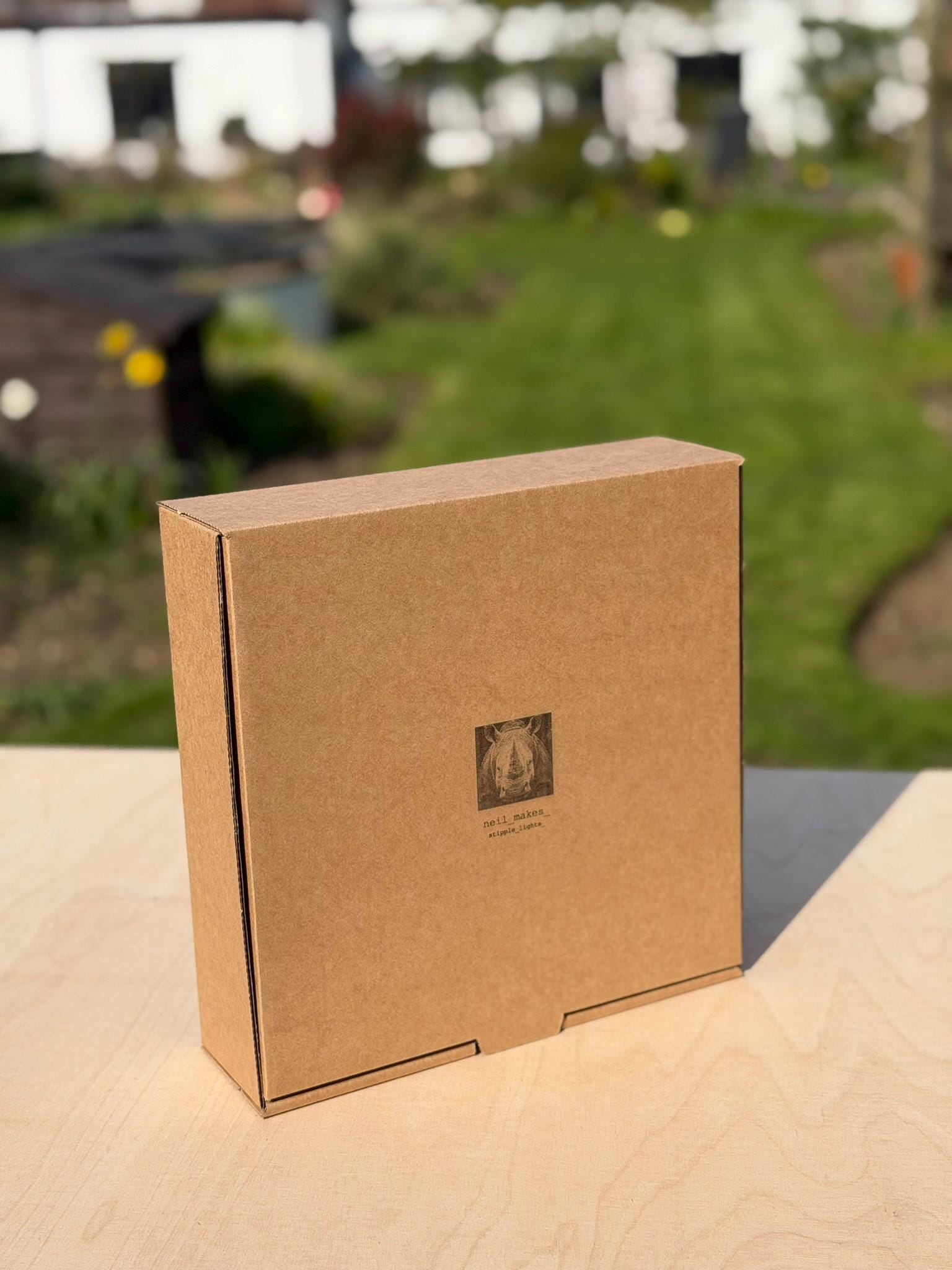 Rhino Stipple Light Box | Walnut Veneer Dimmable Mood Light | Table or Wall Light | Handmade in Somerset UK