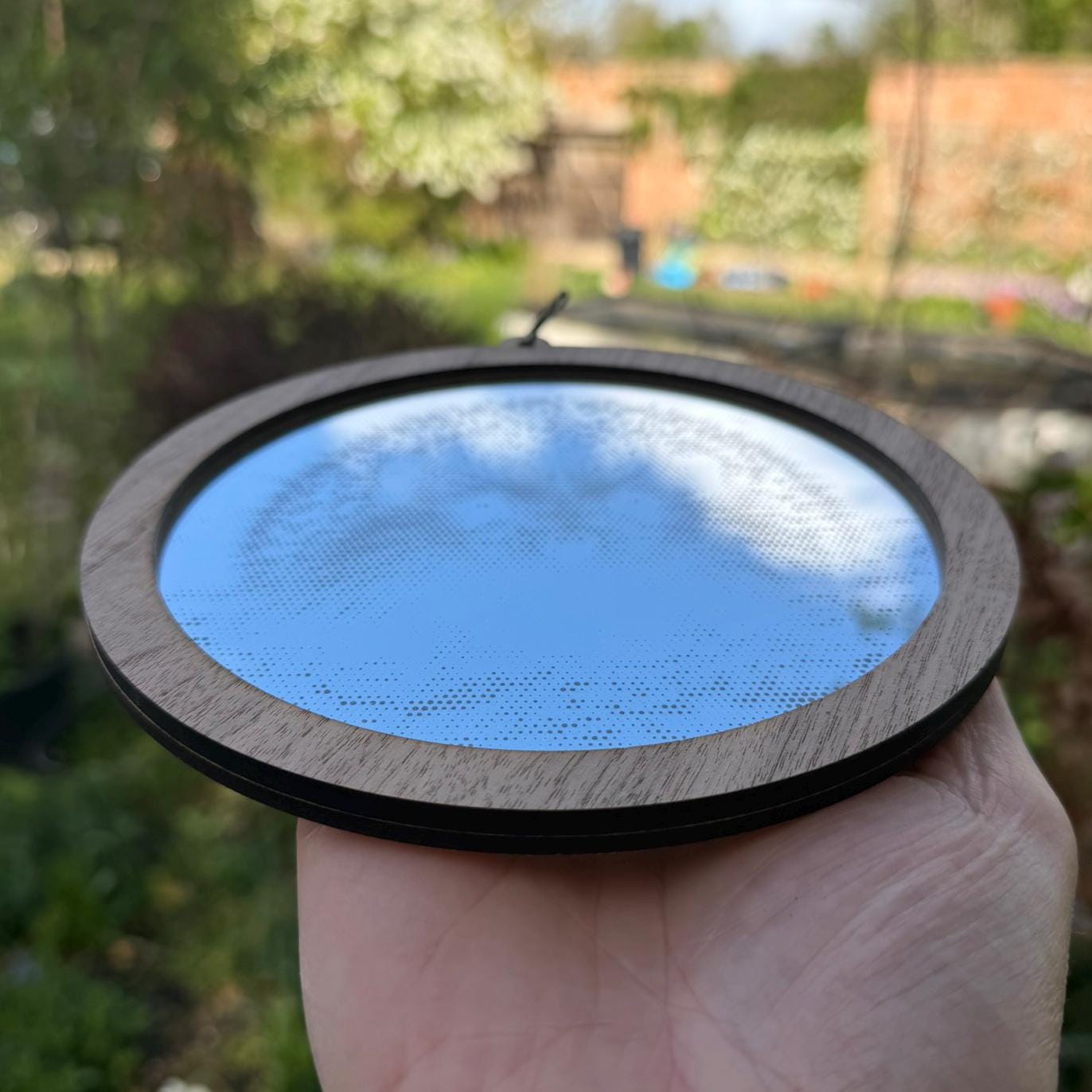 Hedgehog Stipple Art Window Hanging, Modern Walnut & Mirrored Glass Suncatcher