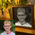 Custom Stipple Art Light Box from Your Photo | Personalised LED Lamp | Walnut Veneer Lightbox | Handmade in UK