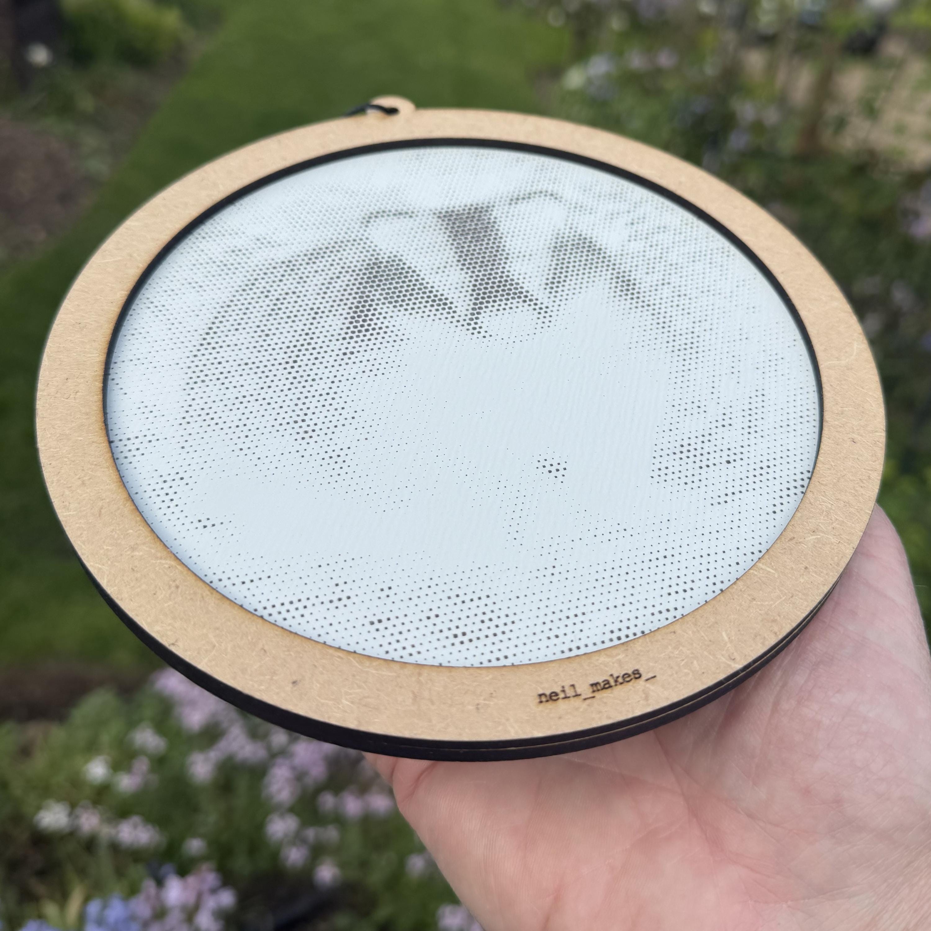 Badger Stipple Art Window Hanging, Modern Walnut & Mirrored Glass Suncatcher