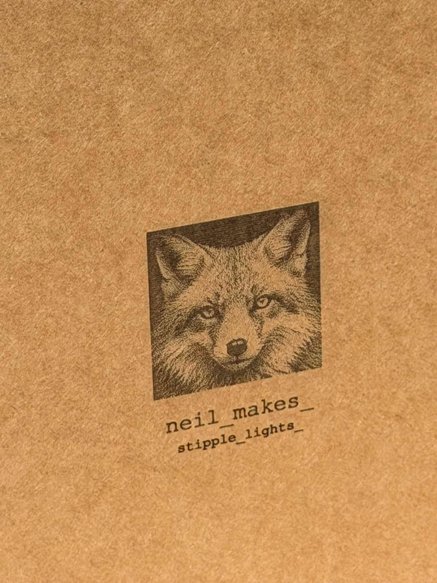 Fox Stipple Light Box | Walnut Veneer Dimmable Mood Light | Table or Wall Light | Handmade in Somerset UK