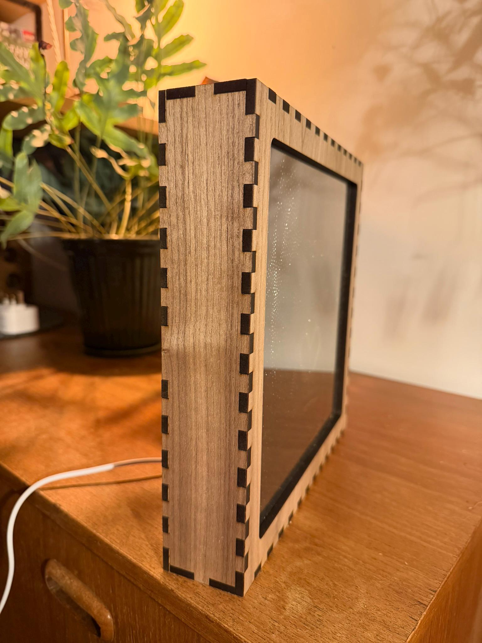 Rhino Stipple Light Box | Walnut Veneer Dimmable Mood Light | Table or Wall Light | Handmade in Somerset UK