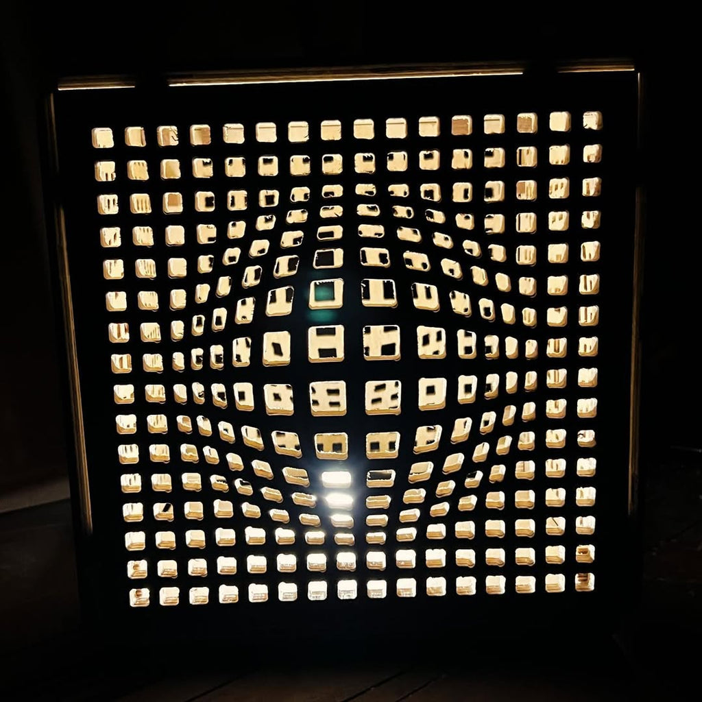 Walnut & Plywood Cube Lamp - 2024