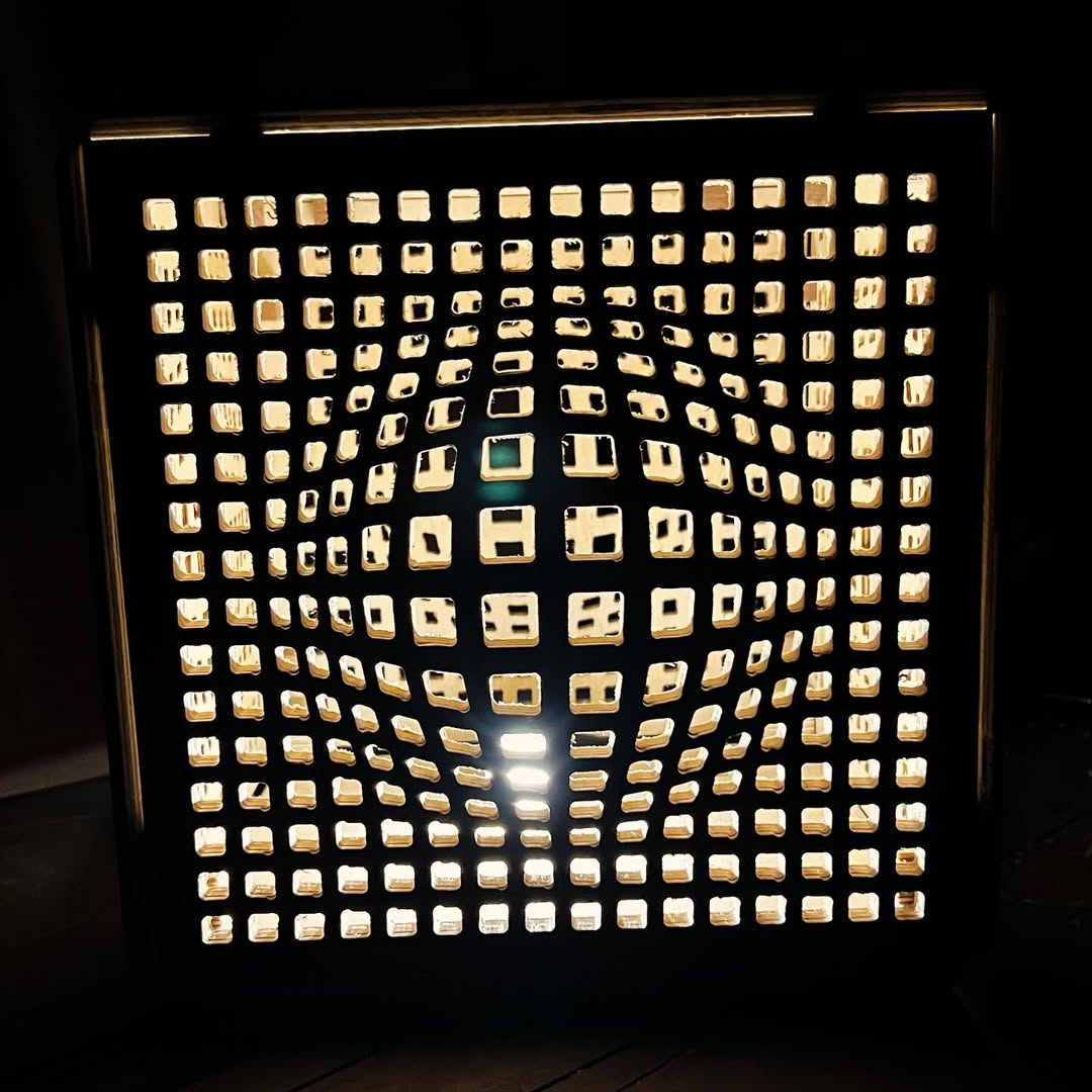 Walnut & Plywood Cube Lamp - 2024