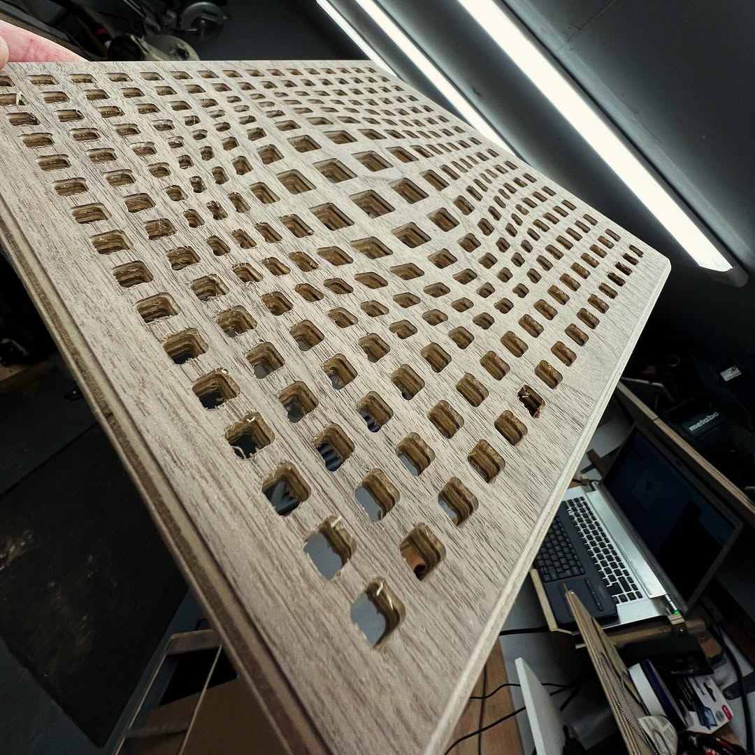 Walnut & Plywood Cube Lamp - 2024