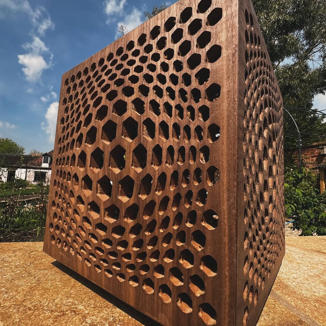 Walnut & MDF Cube Lamp - 2024