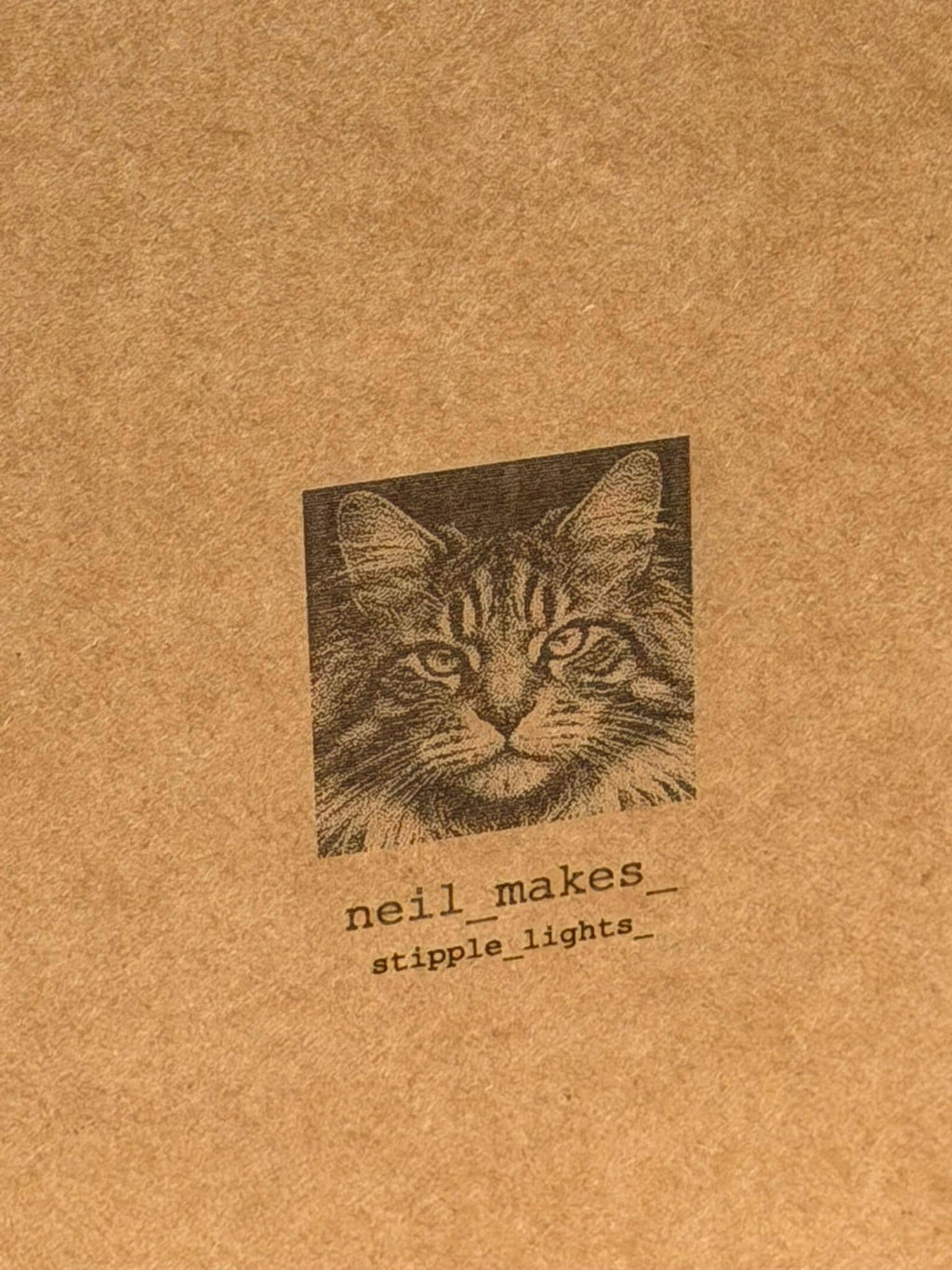 Cat Stipple Light Box | Walnut Veneer Dimmable Mood Light | Table or Wall Light | Handmade in Somerset UK