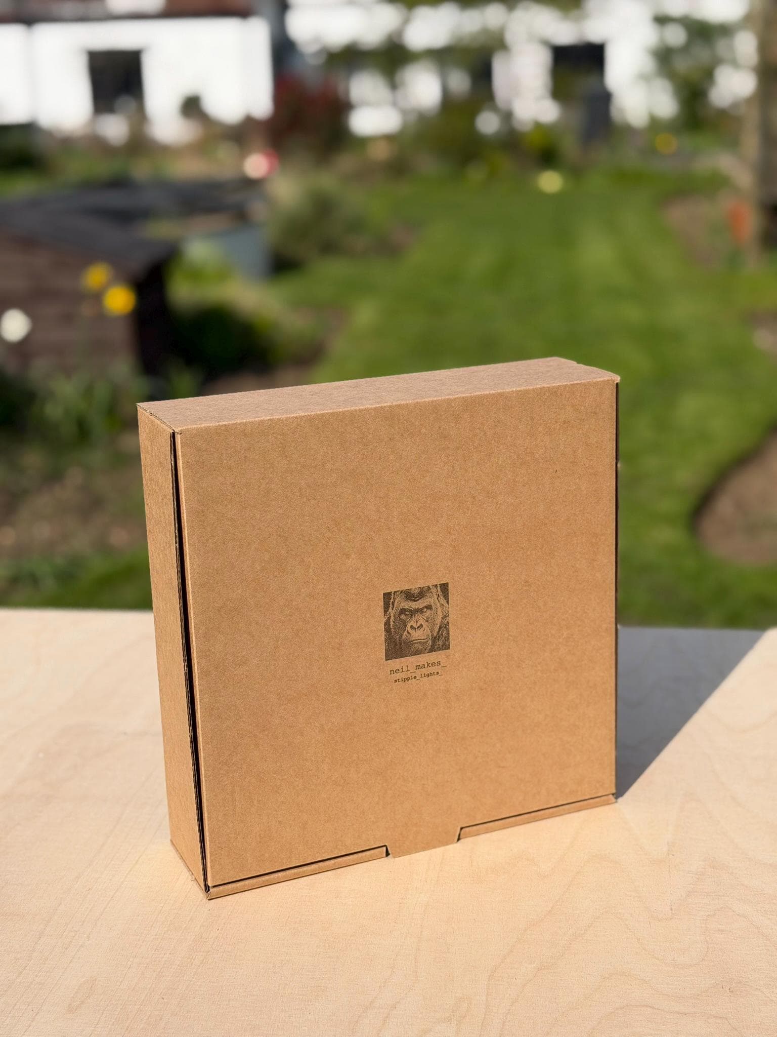 Gorilla Stipple Light Box | Walnut Veneer Dimmable Mood Light | Table or Wall Light | Handmade in Somerset UK