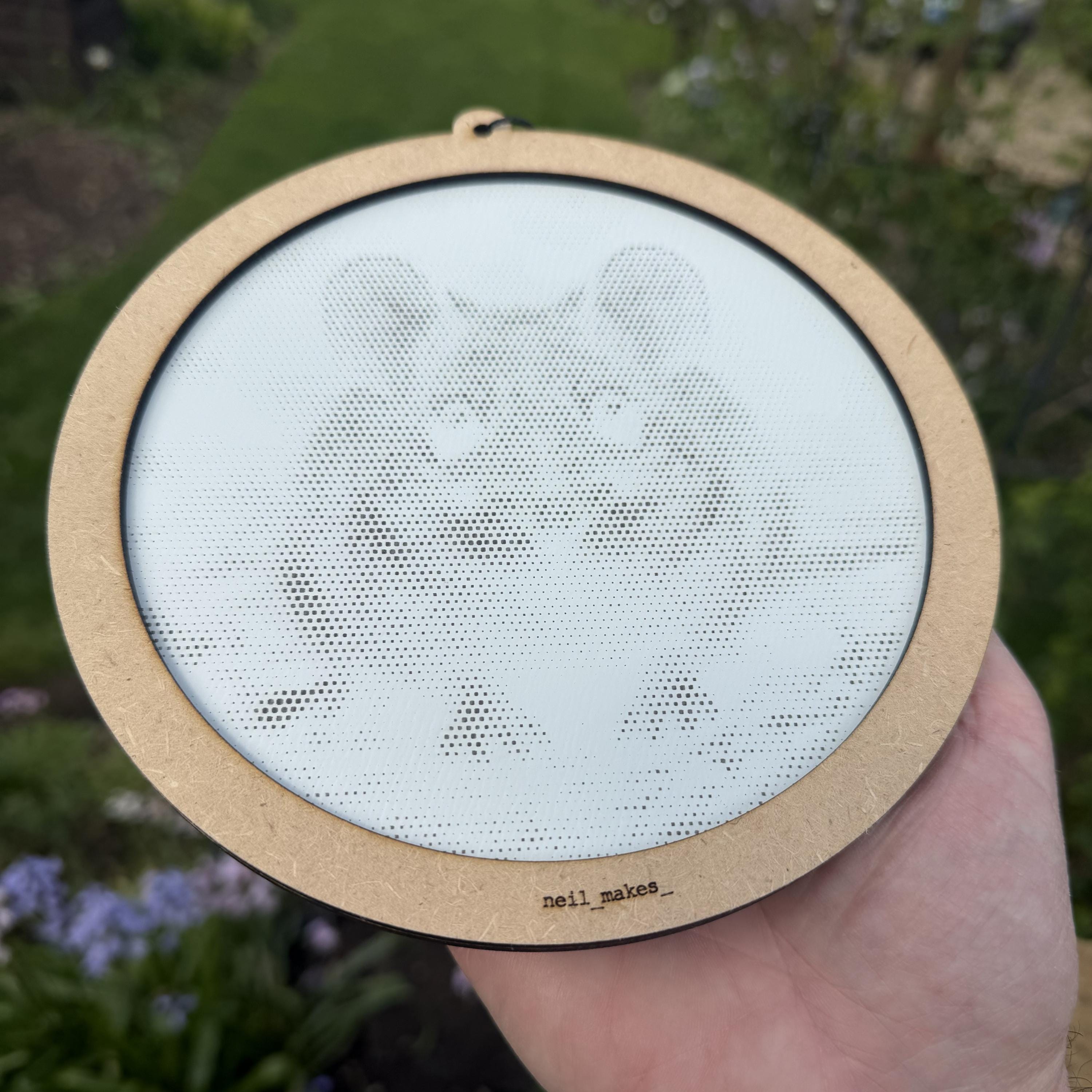 Mouse Stipple Art Window Hanging, Modern Walnut & Mirrored Glass Suncatcher