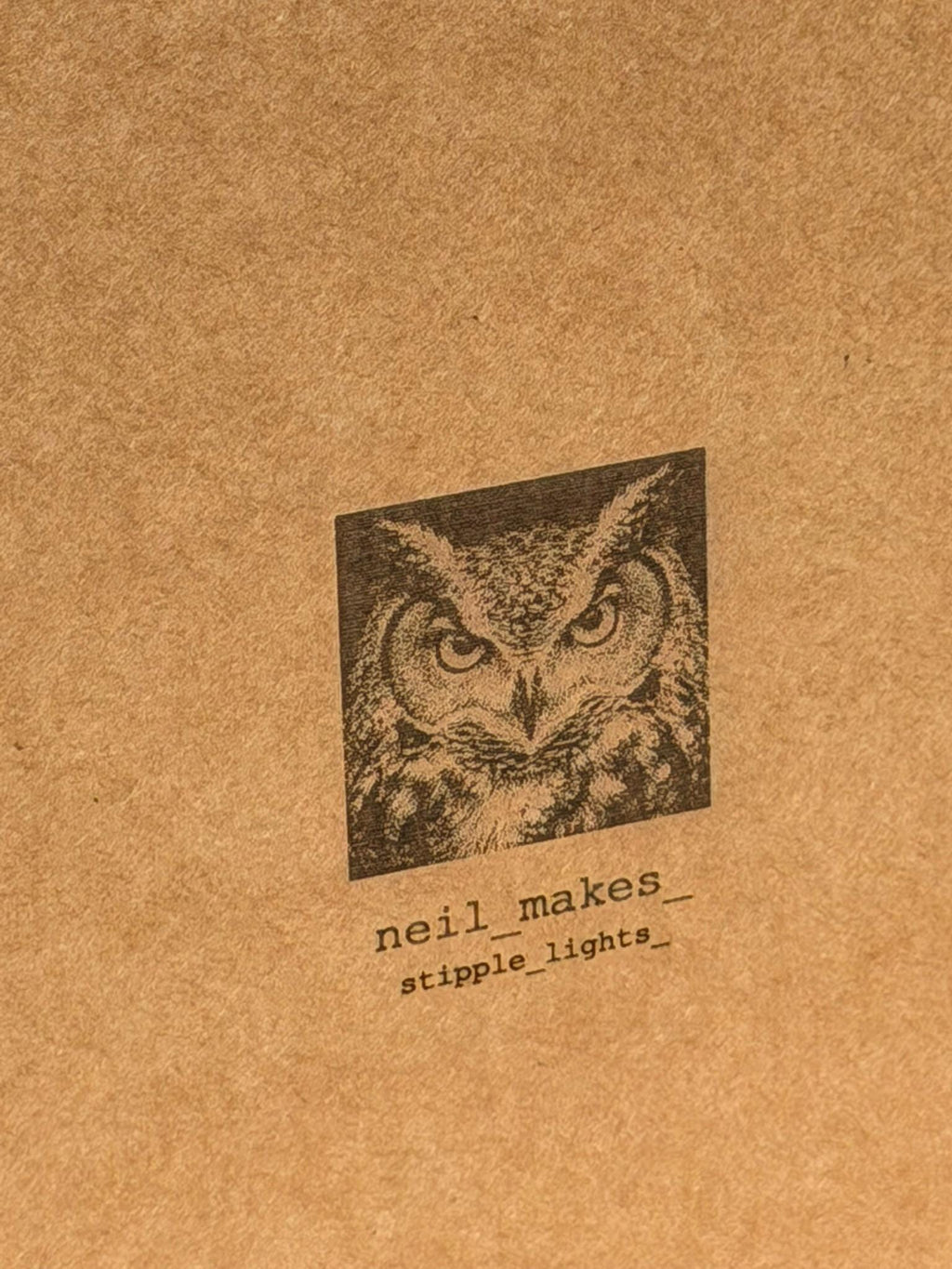 Owl Stipple Light Box | Walnut Veneer Dimmable Mood Light | Table or Wall Light | Handmade in Somerset UK