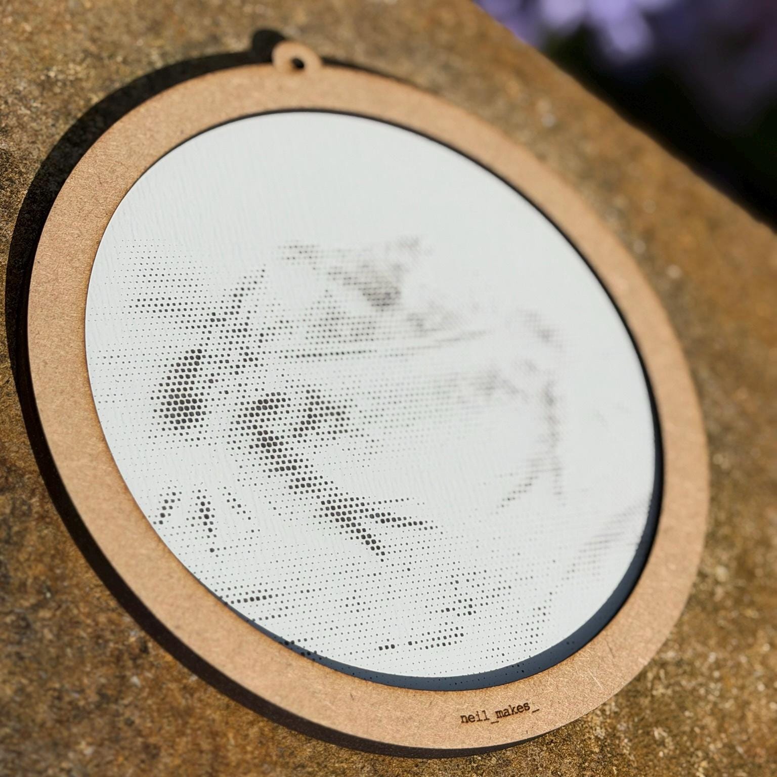 Toad Stipple Art Window Hanging, Modern Walnut & Mirrored Glass Suncatcher