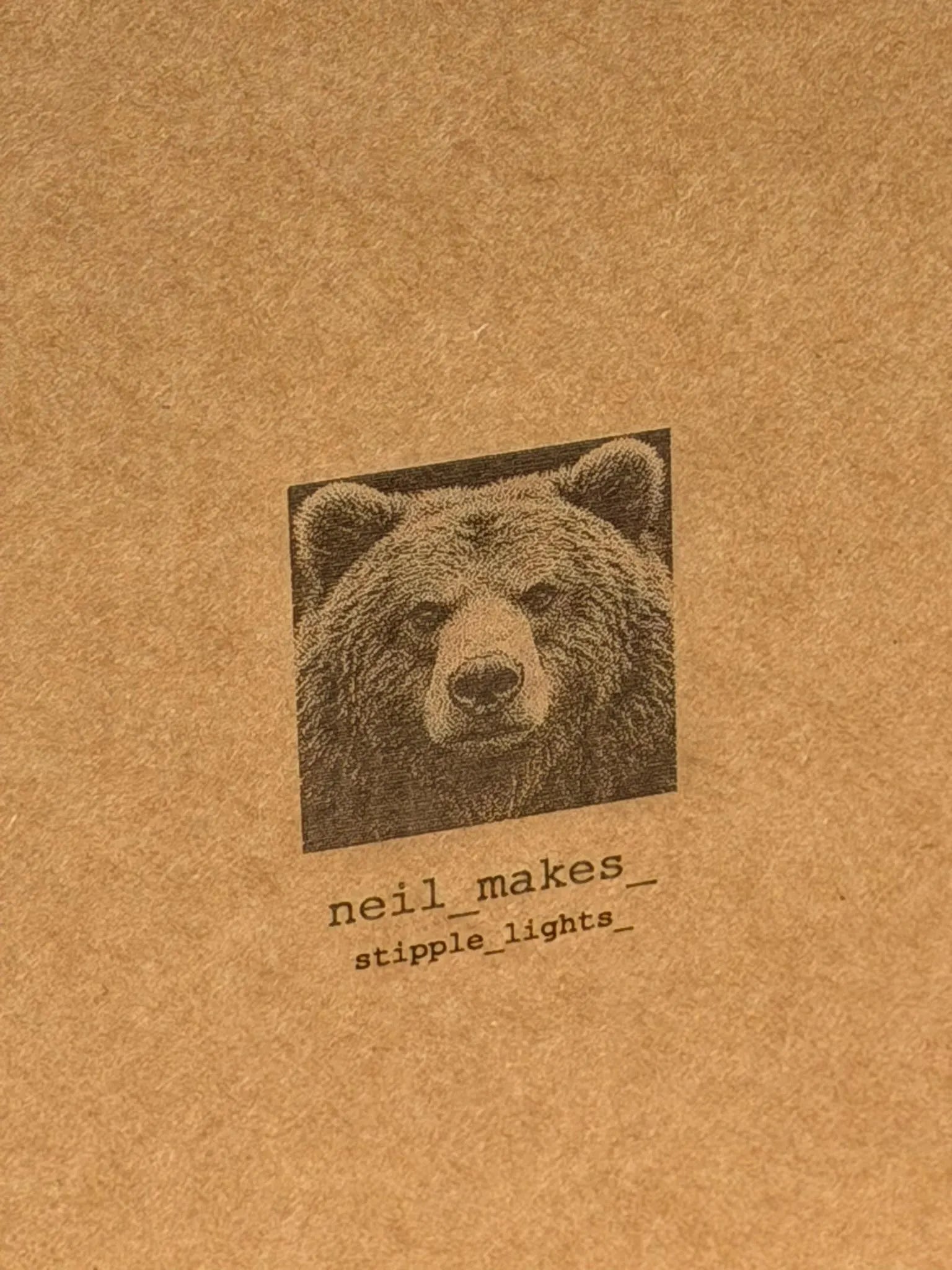 Bear Stipple Mood Lamp | Walnut Shadow Box Light | Handmade UK