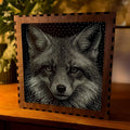 Fox Stipple Mood Lamp | Walnut Shadow Box Light | Handmade UK