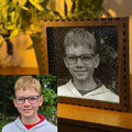 Custom Portrait Stipple Light | Walnut Shadow Box Mood Lamp | Handmade UK