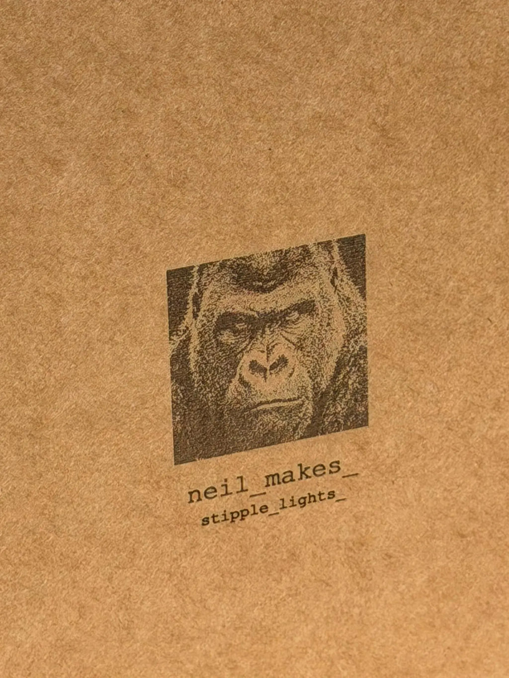 Gorilla Stipple Mood Lamp | Walnut Shadow Box Light | Handmade UK