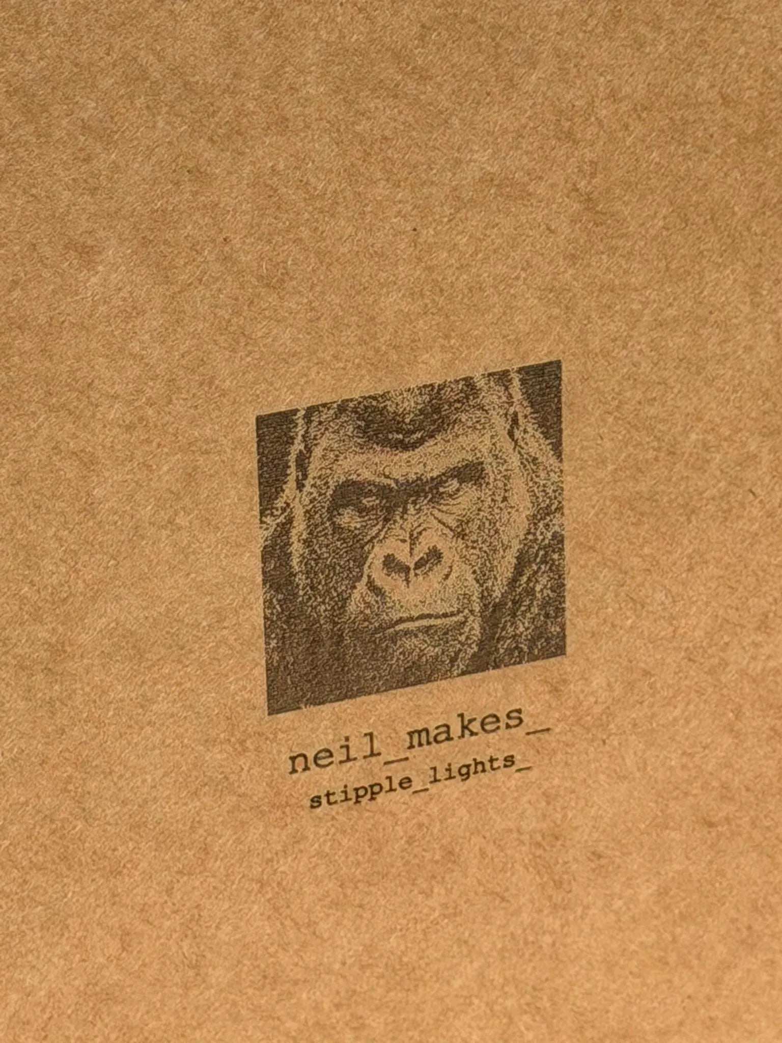 Gorilla Stipple Mood Lamp | Walnut Shadow Box Light | Handmade UK
