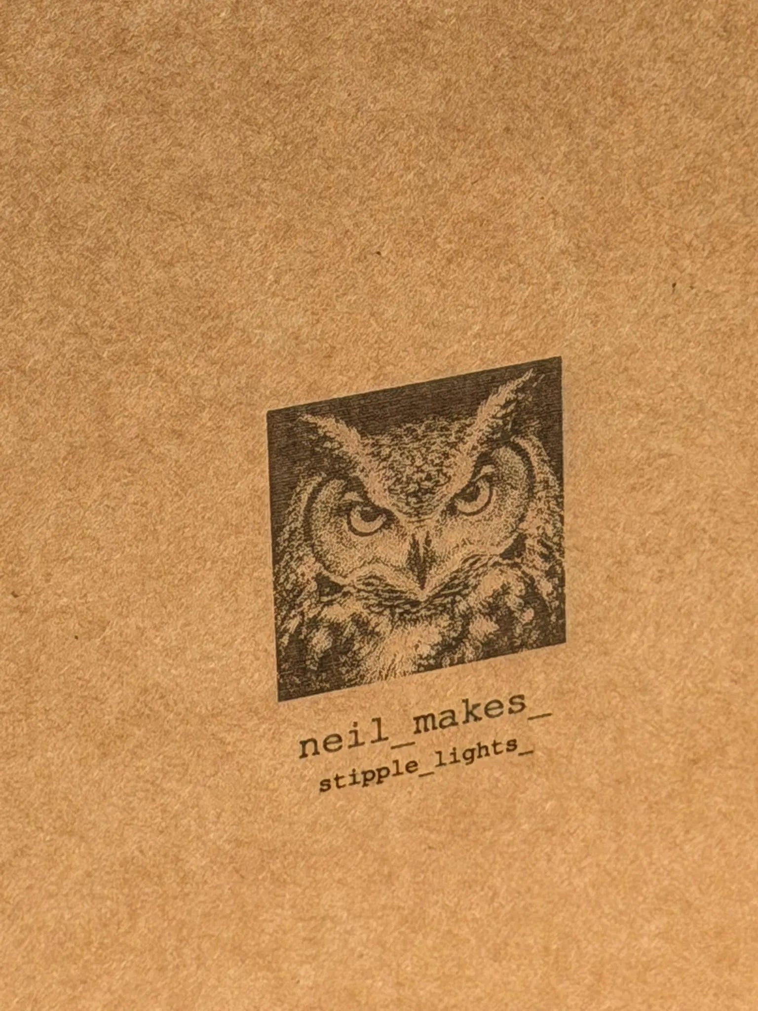 Owl Stipple Mood Lamp | Walnut Shadow Box Light | Handmade UK