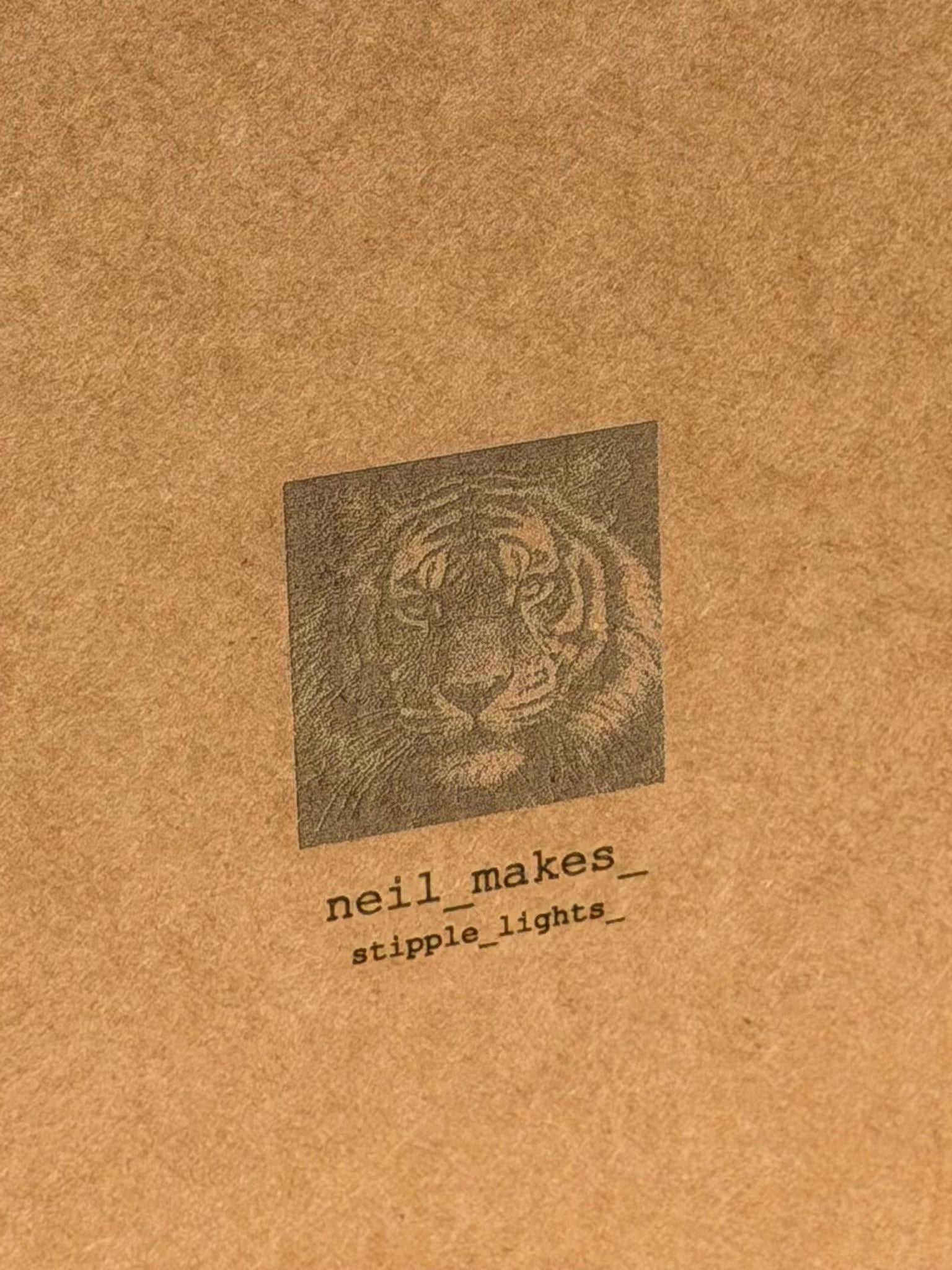 Tiger Stipple Mood Lamp | Walnut Shadow Box Light | Handmade UK