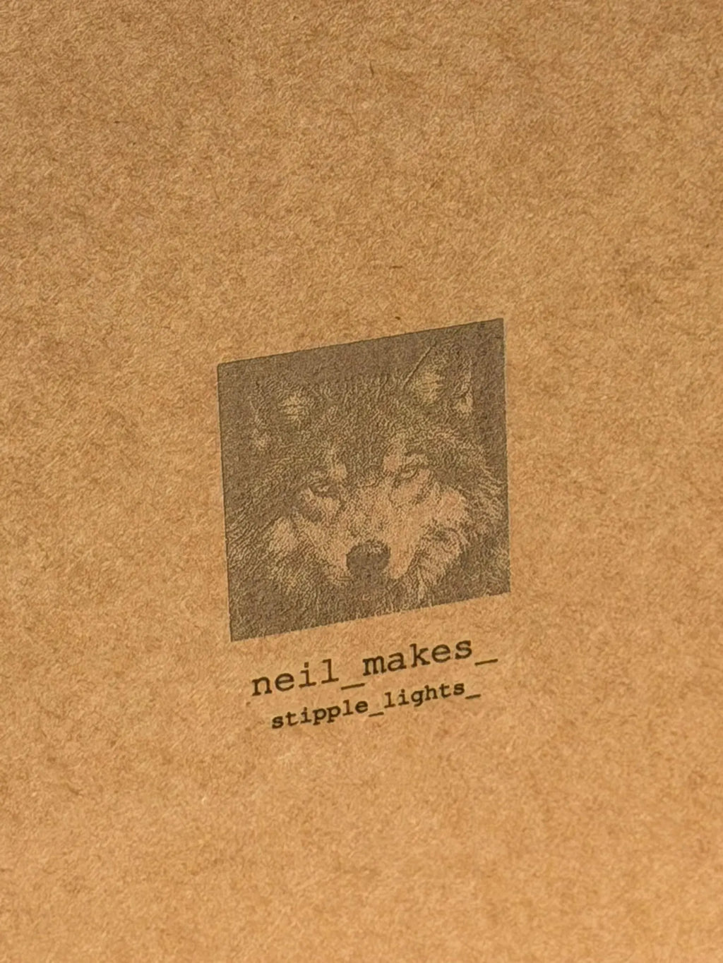 Wolf Stipple Mood Lamp | Walnut Shadow Box Light | Handmade UK