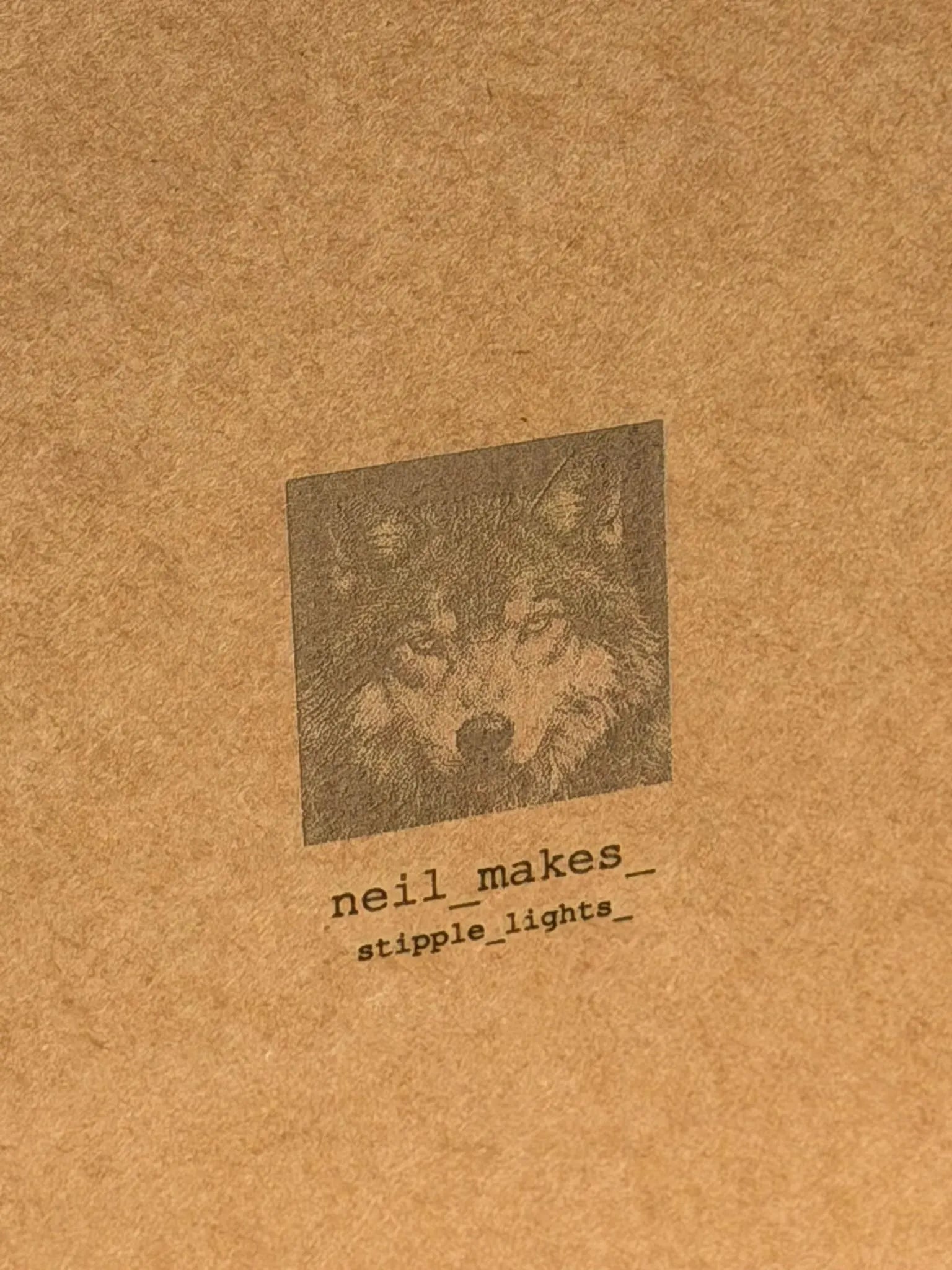 Wolf Stipple Mood Lamp | Walnut Shadow Box Light | Handmade UK