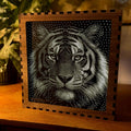Tiger Stipple Mood Lamp | Walnut Shadow Box Light | Handmade UK
