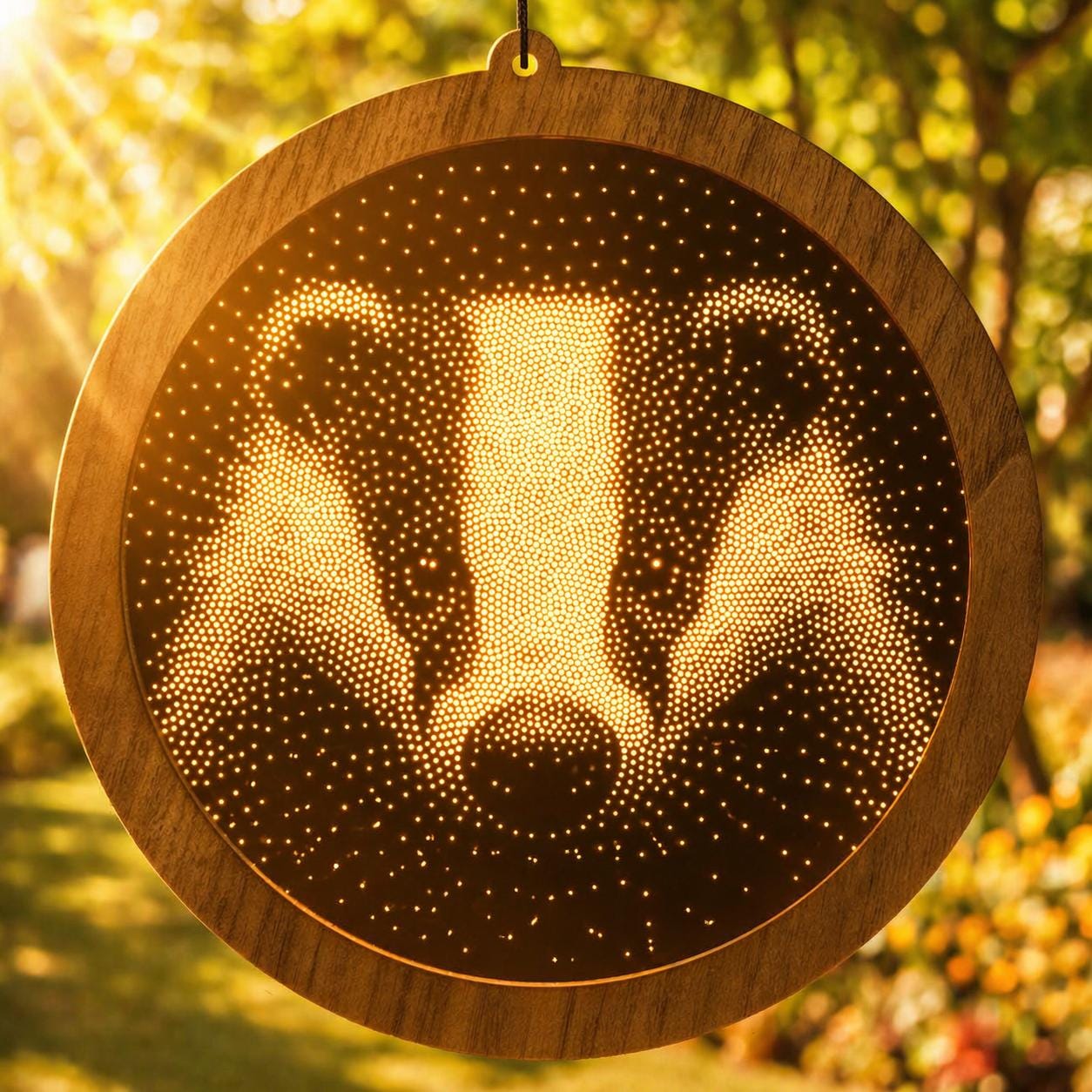 Badger Stipple Art Window Hanging, Modern Mirrored Glass Suncatcher