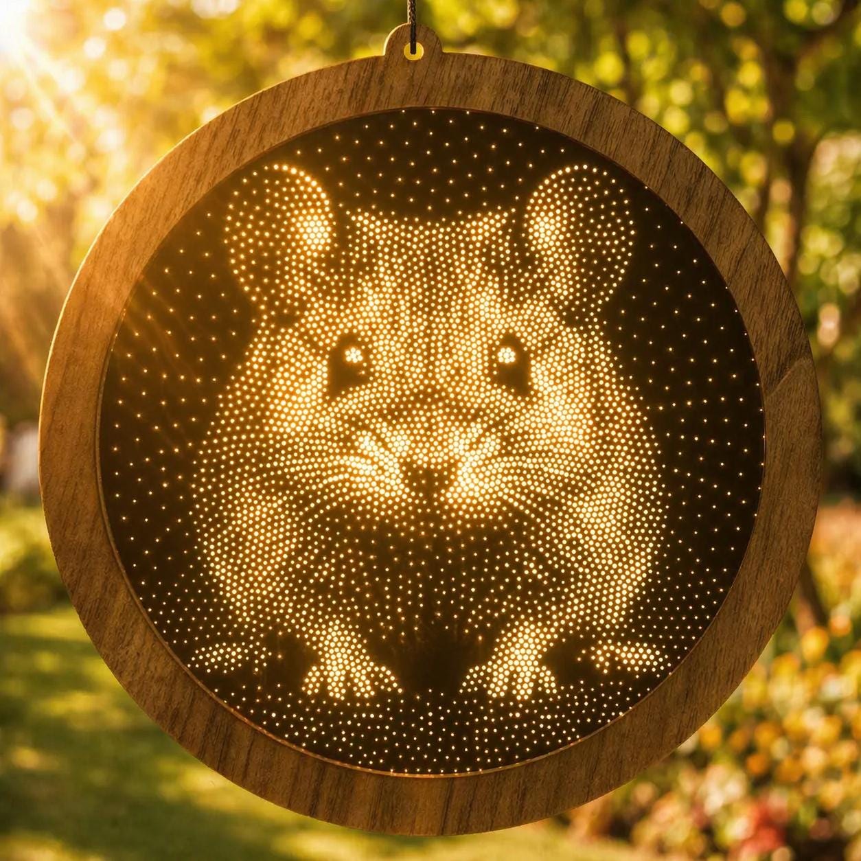 Mouse Stipple Art Window Hanging, Modern Mirrored Glass Suncatcher