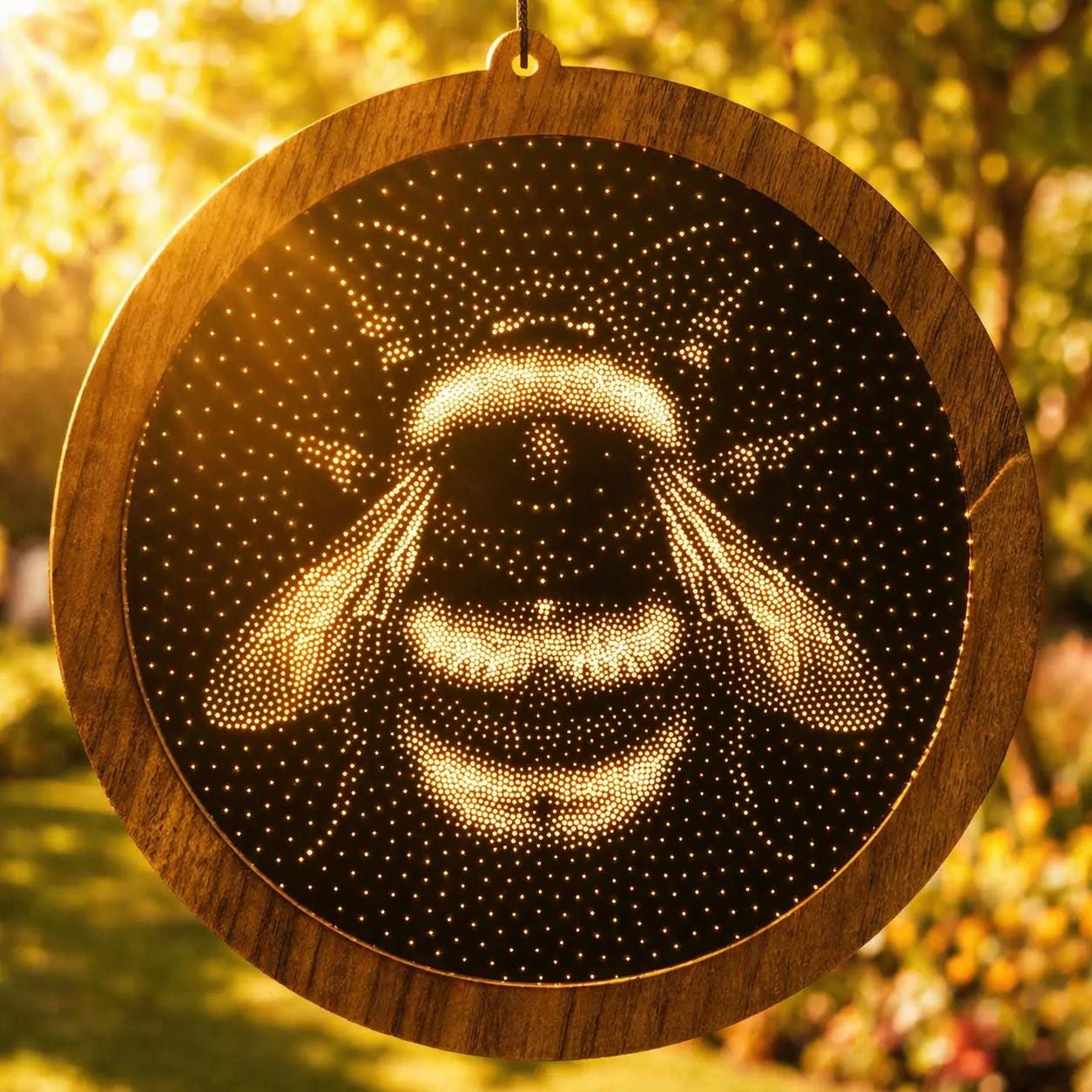 Bumblebee Stipple Art Window Hanging, Modern Mirrored Glass Suncatcher