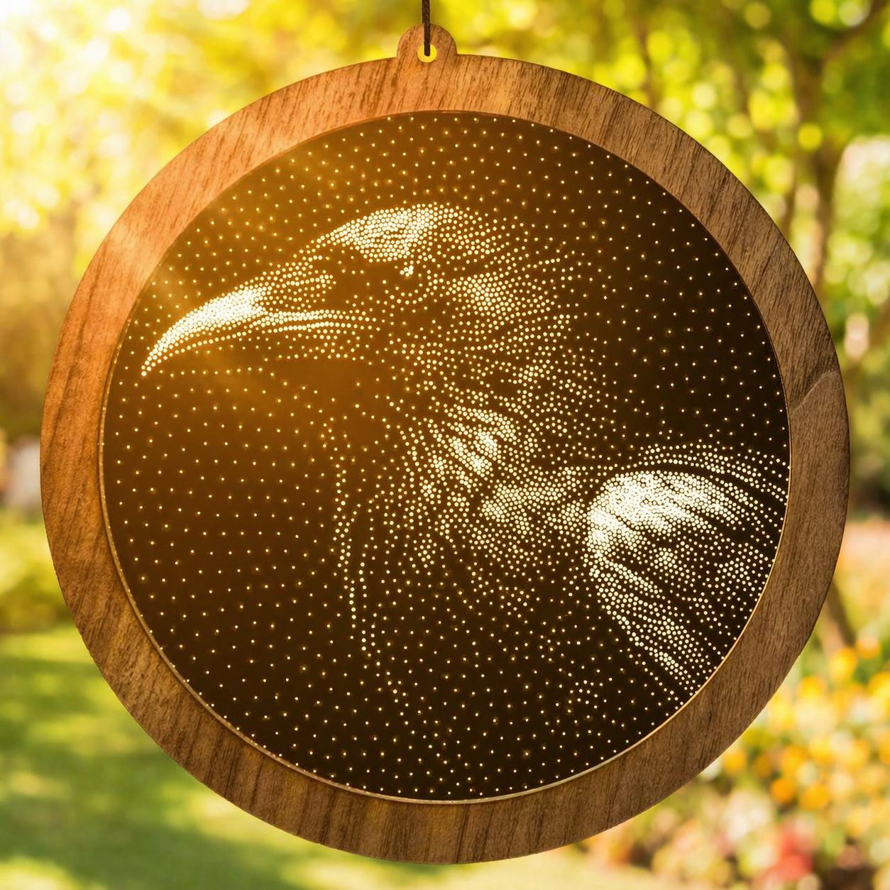 Crow Stipple Art Window Hanging, Modern Mirrored Glass Suncatcher
