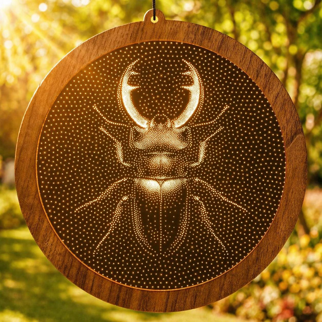 Stag Beetle Stipple Art Window Hanging, Modern Mirrored Glass Suncatcher