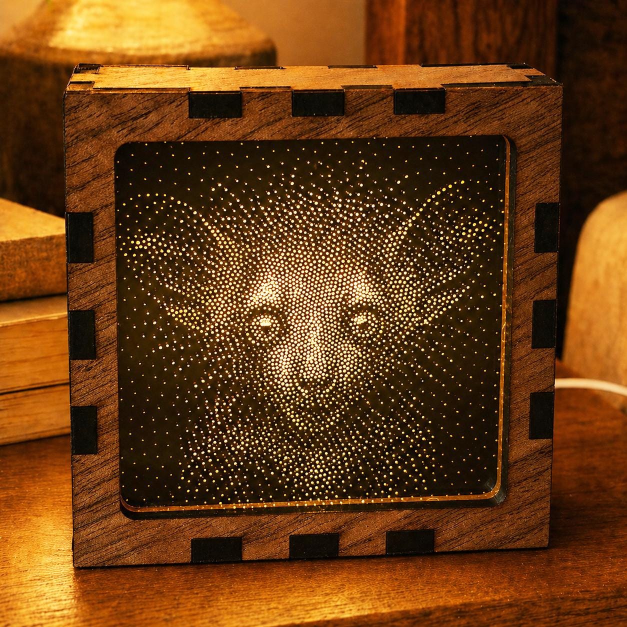 Aye Aye Night Light | Nocturnal Animal Range | Stipple Art Mood Lamp | Wooden USB Bedside Light