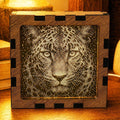 Leopard Night Light | Nocturnal Animal Range | Stipple Art Mood Lamp | Wooden USB Bedside Light