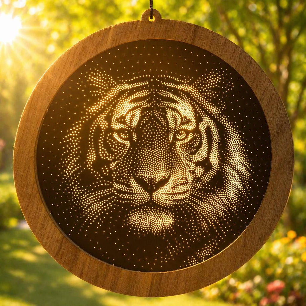 Tiger Stipple Art Window Hanging, Modern Mirrored Glass Suncatcher