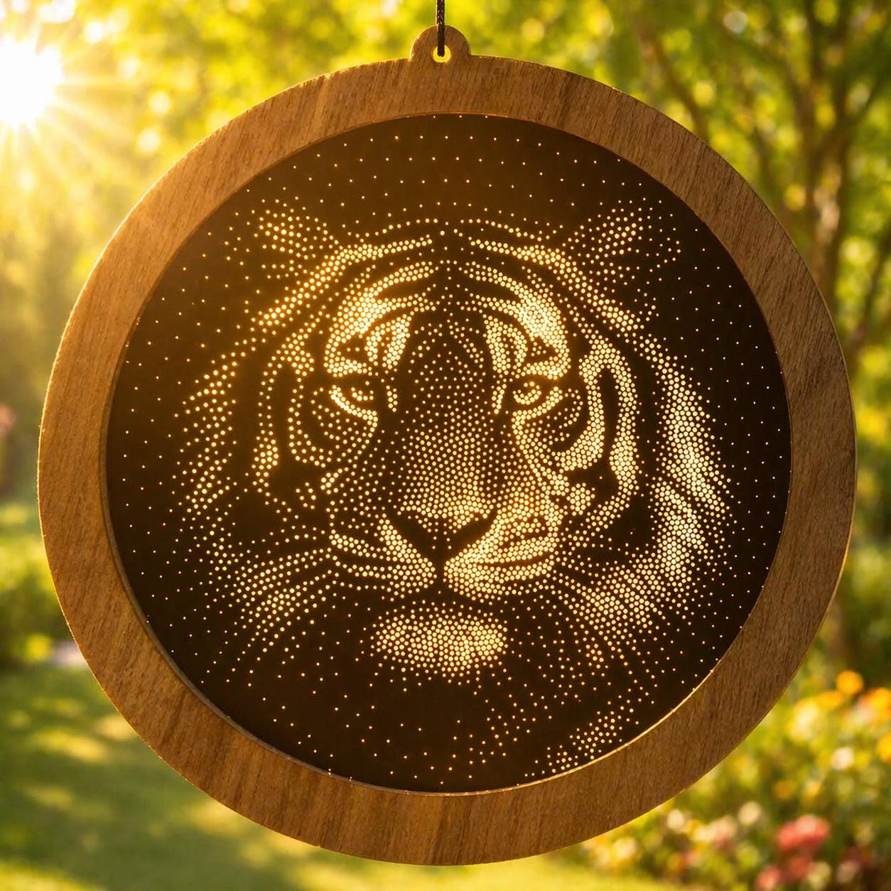 Tiger Stipple Art Window Hanging, Modern Mirrored Glass Suncatcher