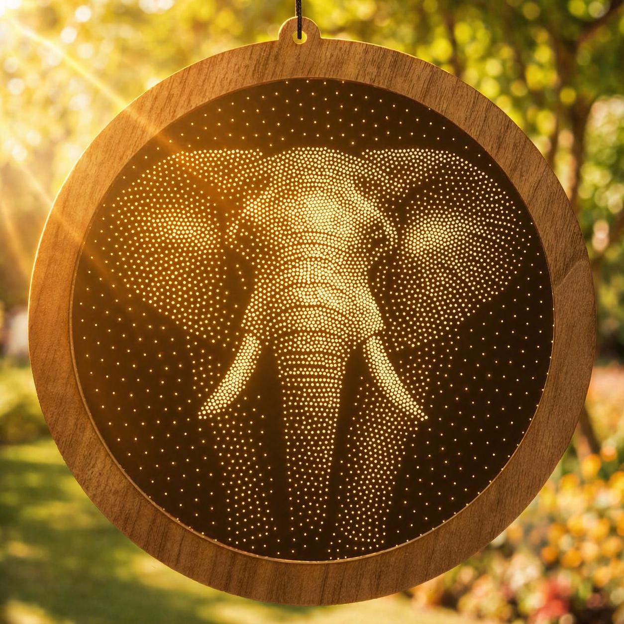 Elephant Stipple Art Window Hanging, Modern Mirrored Glass Suncatcher