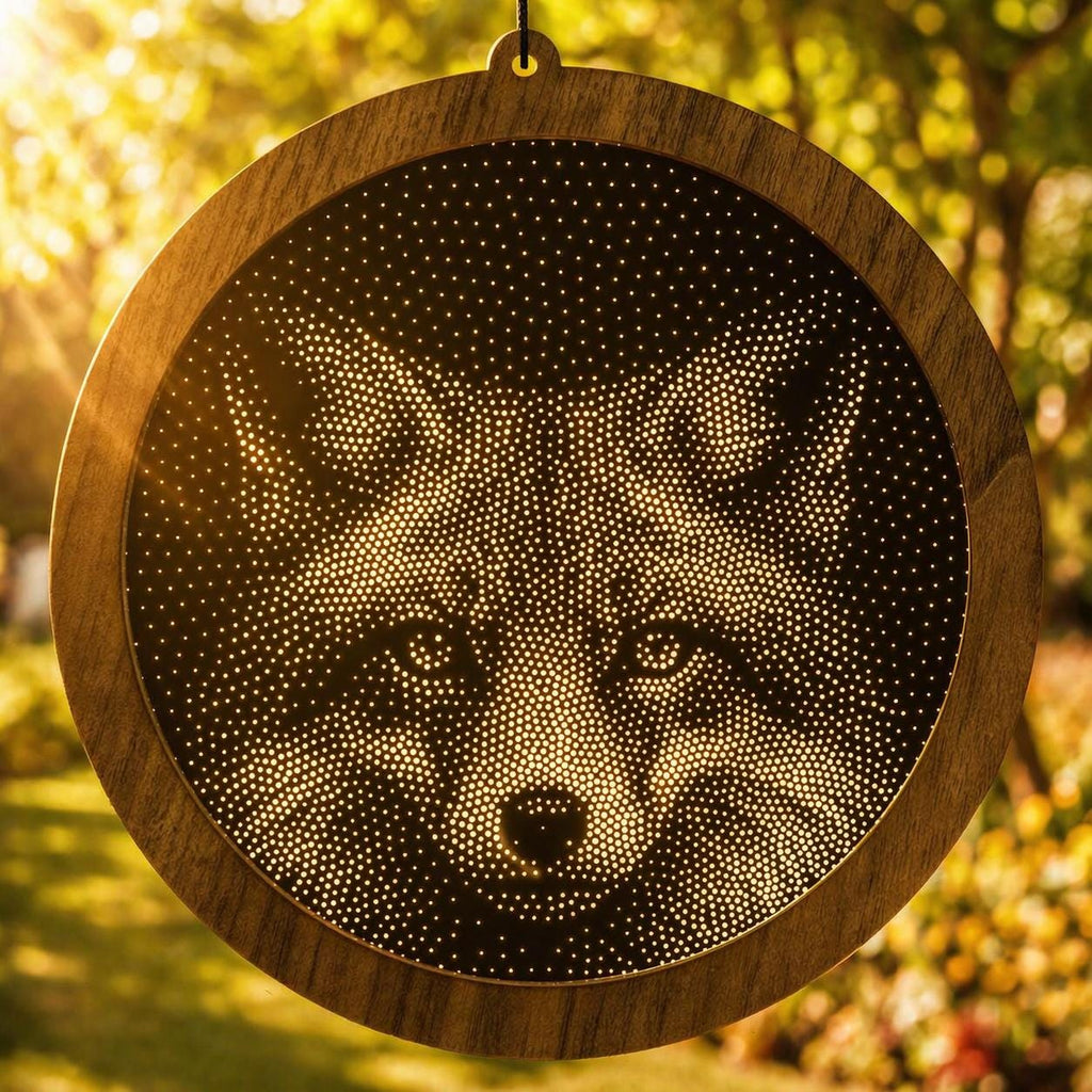 Fox Stipple Art Window Hanging, Modern Mirrored Glass Suncatcher
