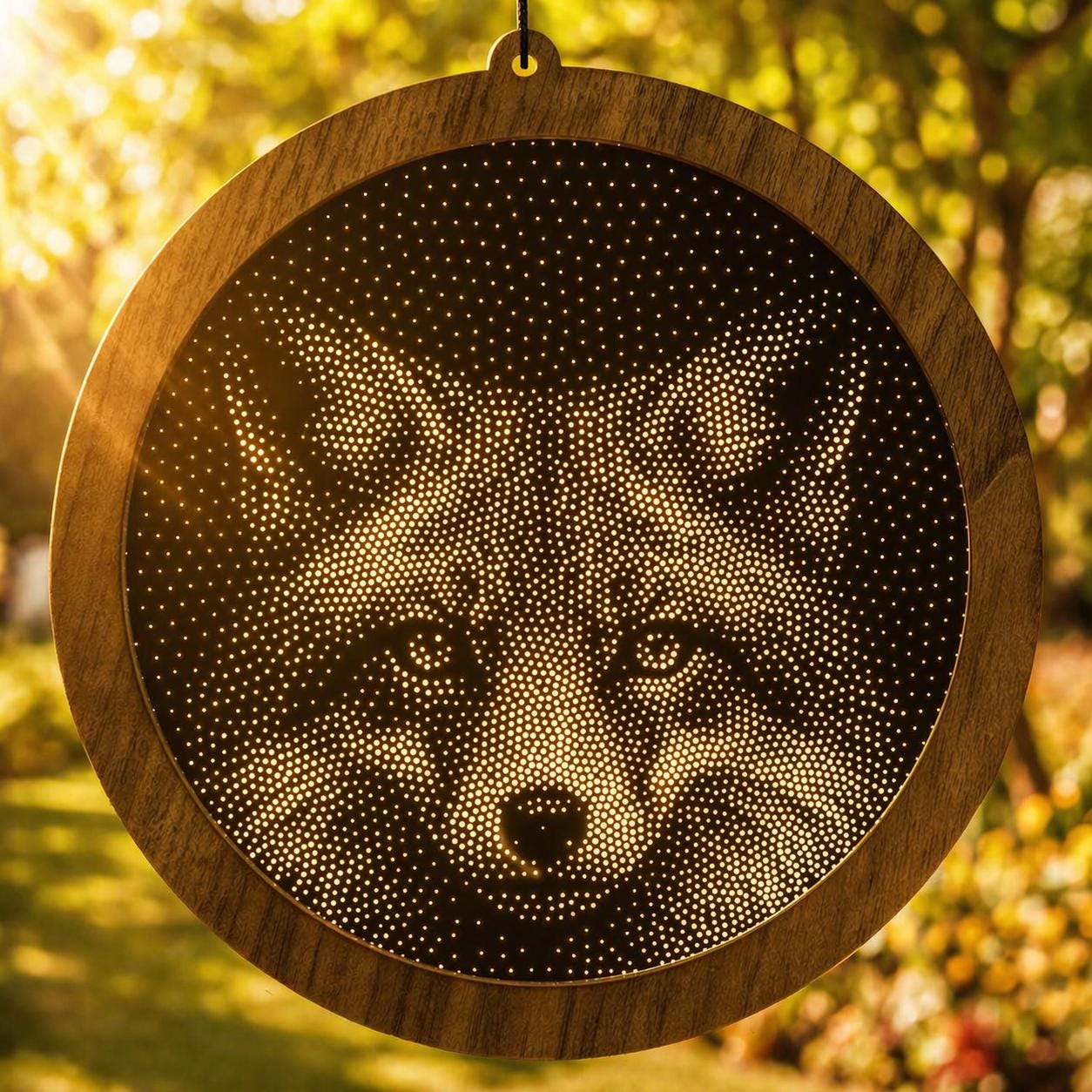 Fox Stipple Art Window Hanging, Modern Mirrored Glass Suncatcher