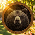 Brown Bear Stipple Art Window Hanging, Modern Mirrored Glass Suncatcher