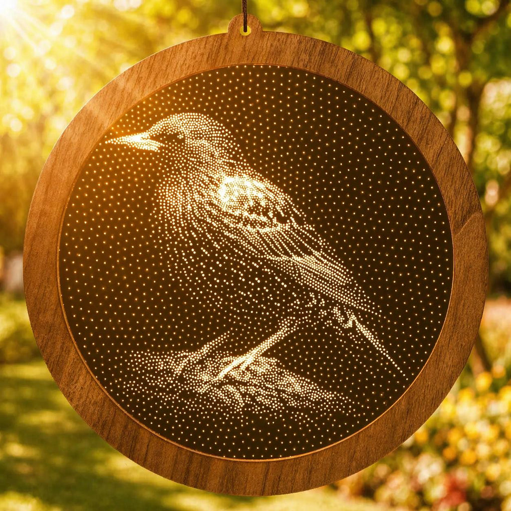 Starling Stipple Art Window Hanging, Modern Mirrored Glass Suncatcher