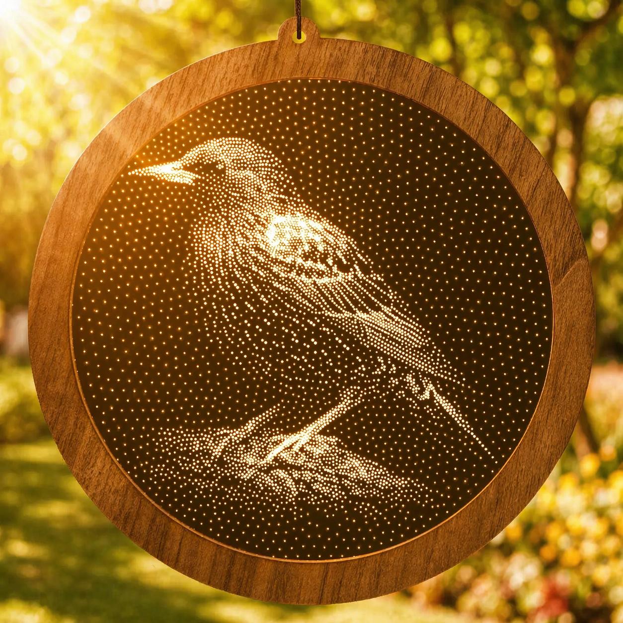 Starling Stipple Art Window Hanging, Modern Mirrored Glass Suncatcher
