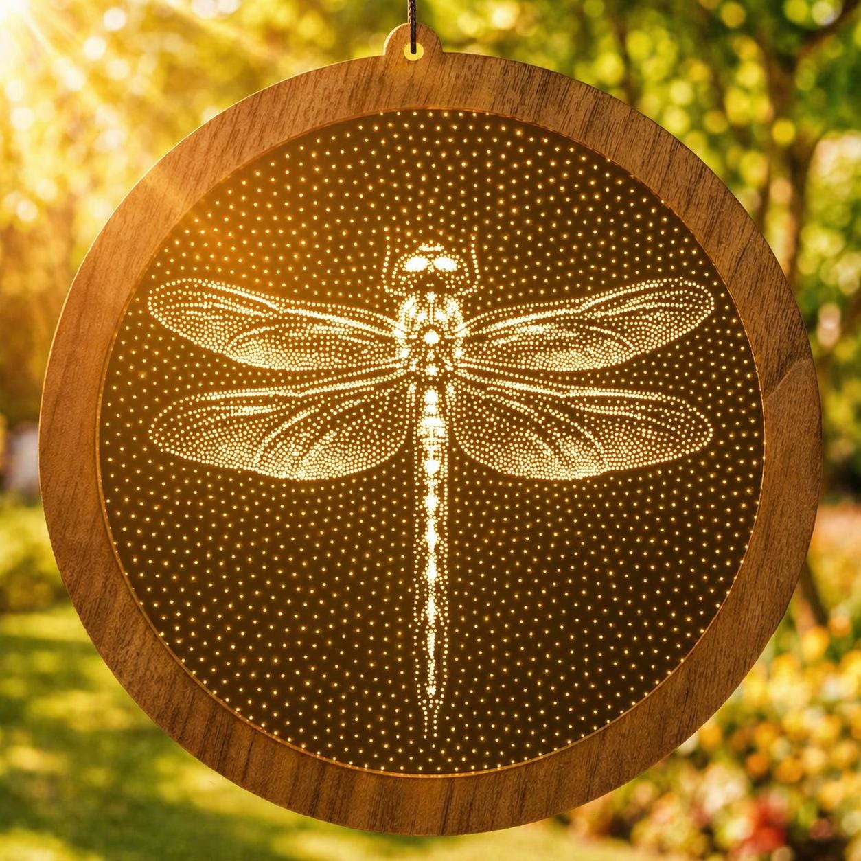Dragonfly Stipple Art Window Hanging, Modern Mirrored Glass Suncatcher