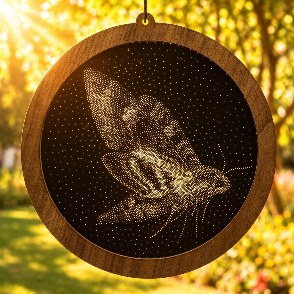 Hawk Moth Stipple Art Window Hanging, Modern Mirrored Glass Suncatcher