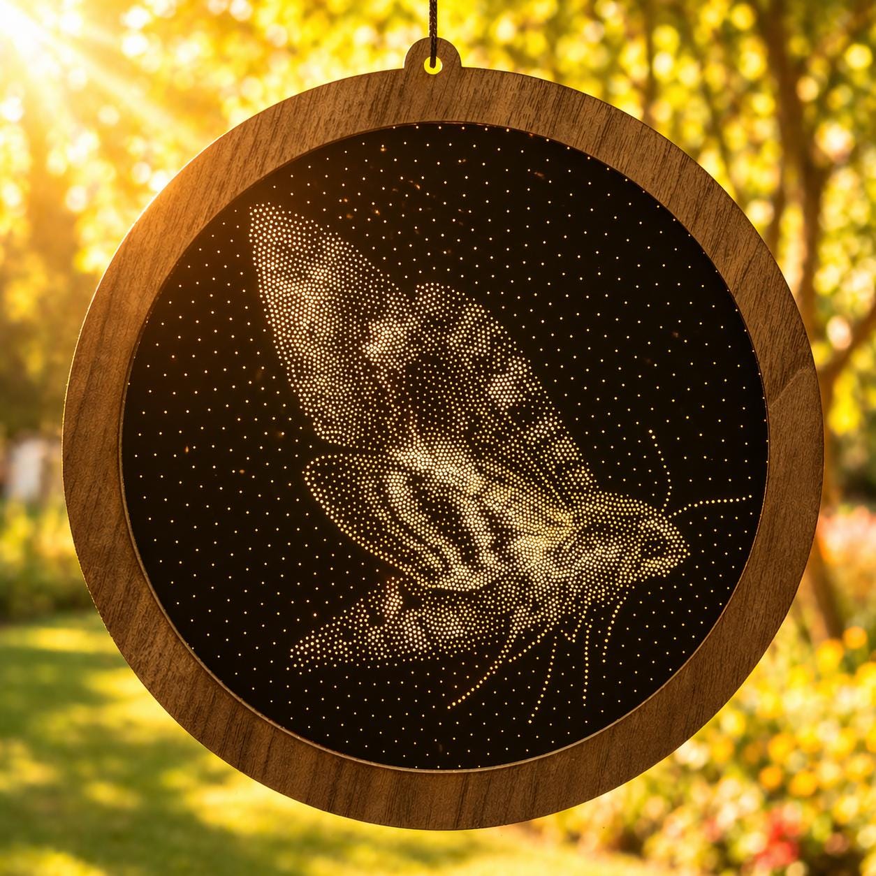 Hawk Moth Stipple Art Window Hanging, Modern Mirrored Glass Suncatcher