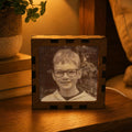 Custom Photo Night Light | Pixel Art Mood Lamp | Wooden USB Bedside Light